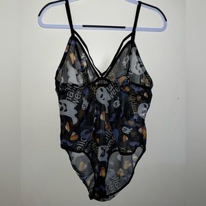 Halloween Mesh Bodysuit Lingerie